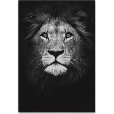 4060CM Éléphant Zèbre Lion Girafe Rhino Noir Blanc Animal Toile Murale Art Peinture Affiche Moderne Decoration Murale Multicolore (1/4)