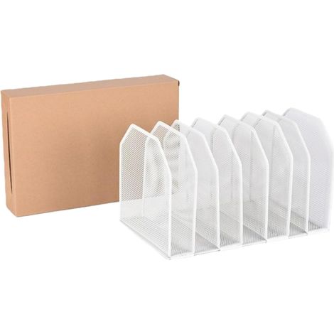 Porte-classeur Organiseur vertical 7 compartiments en métal robuste, détachable, gain de place pour bureau et classement (1/5)