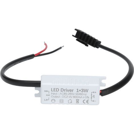 Driver LED (1X3W) courant constant 600mA entrée AC85-265V sortie 2-4VDC connecteur d'alimentation transformateur de lampe LED (1/5)