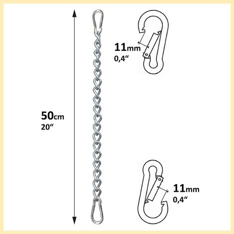 Chaîne de fixation réglable pour fauteuil hamac avec deux mousquetons - Supporte jusqu'à 230 kg (1/4)