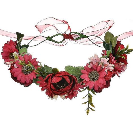 Corona floral estilo boho, diadema de flores, tocado floral (1/5)