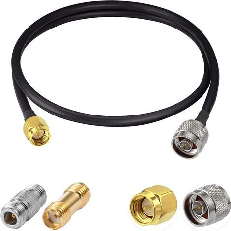 N Male to SMA Male RG58 Coaxial Cable, 2 50 Ohm Adapters, For 3G 4G 5G GPS Antenna (1/5)