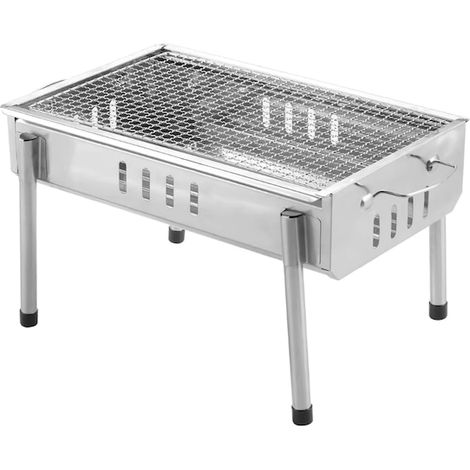 Barbecue portable pour le camping et le jardin, en acier inoxydable, 43 x 28,5 cm, gris (1/5)