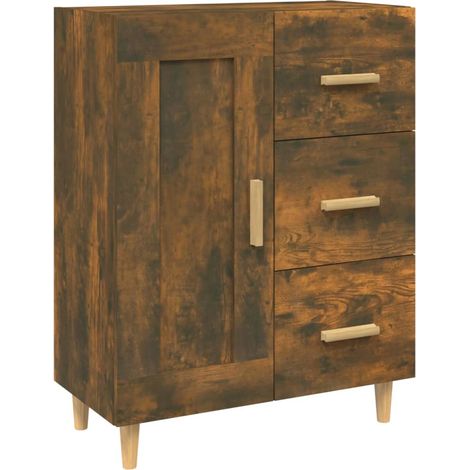 Buffet bahut commode armoire meuble de rangement organisateur cuisine salle de séjour salon 69,5 x 34 x 90 cm bois d'ingénierie marron (1/5)