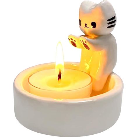 Bougeoir en résine motif chaton, bougeoir chauffant en forme de patte de chat, bougeoir pour bougie chauffe-plat en forme de chaton, joli support (1/5)