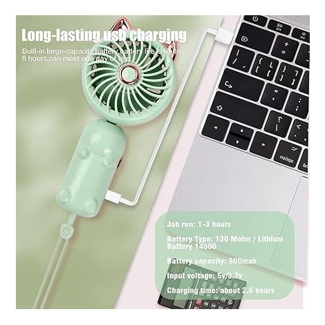 Ventilatore portatile, mini ventilatore USB, ventilatore portatile ricaricabile con 3 velocità, piccolo ventilatore personale pieghevole per ragazze e donne (1/5)