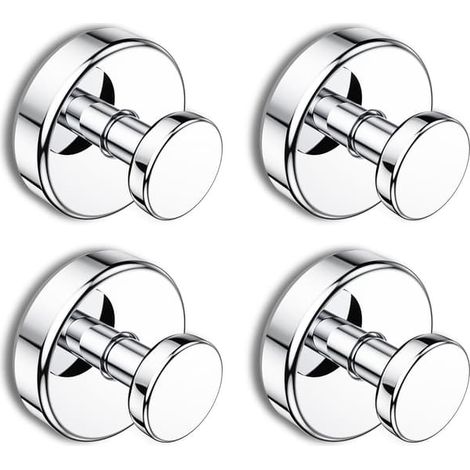 Crochets de douche à ventouse, crochets porte-serviettes amovibles, adaptés aux fenêtres, portes vitrées et murs de salle de bain crochets pour peignoir – lot de 4, chromés (1/5)