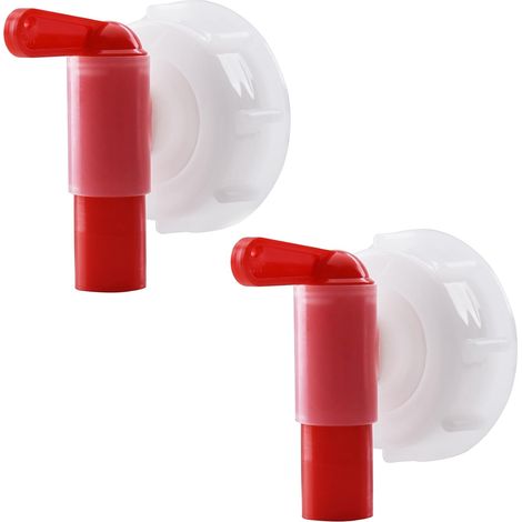 Lot de 2 robinets de dosage DIN61 pour bidon de 15 à 60 litres Blanc/rouge (filetage DIN 61) (1/5)