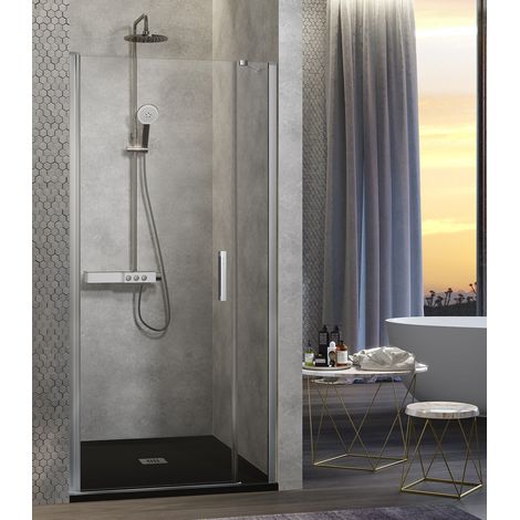 KASSANDRA NARDI NA502 Mampara Ducha Abatible 1P+1F Plata Brillo Transparente - Medida: 76-80 cm - ref: NA5021616S195076 (1/2)