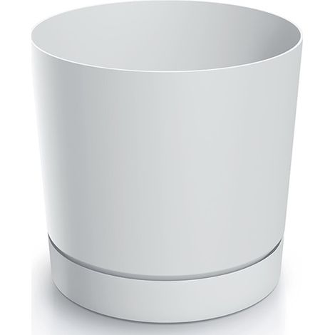 Pot de fleurs avec soucoupe, plastique blanc, 23,9 cm, Tubo
