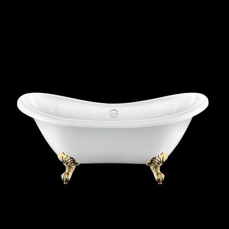 Vasca da bagno freestanding con piedini DARLINGTON Bianca 175 cm Piedini di aquila Dorati