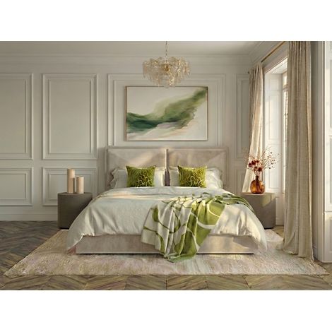 BOBOCHIC - Lit coffre MARA tissu texturé  180x200 Beige