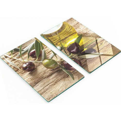 Tablas decorativas de cristal para cortar y servir, de madera de olivo, 2x30x52 cm (1/5)