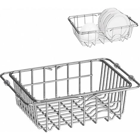 Égouttoir à Vaisselle Extensible en Acier Inoxydable pour Évier Panier Métal Réglable, Taille 30cm, Cuve pour Cuisine, Séchage de Pot, Lavage de Légume, Usage Familial (1/5)
