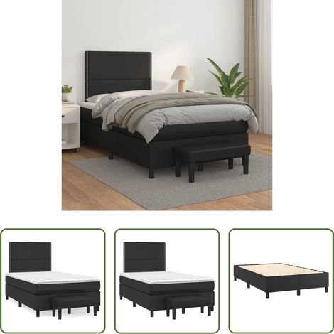 Matratze -  Boxspringbett mit Matratze Schwarz 120x200 cm Kunstleder (1/5)