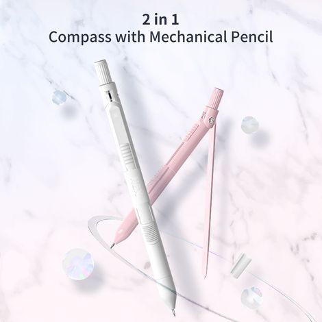 Compas professionnel NBX avec porte-mine et 10 mines de 0,7 mm pour le dessin géométrique et mathématique. Fournitures de bureau pour étudiants, enseignants, designers et professionnels. (1/2)