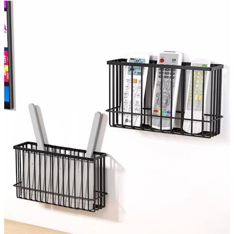 2 Pieces Kitchen Cabinet Door Storage Box, Adhesive Wall Mounted Storage Box, Wardrobe/Bathroom/Refrigerator Organizer Box for Sundries (Black)