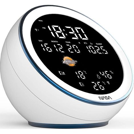 Estación meteorológica/altavoz Nasa WSP1500 blanca con Bluetooth y función de lectura de la luna. (1/3)