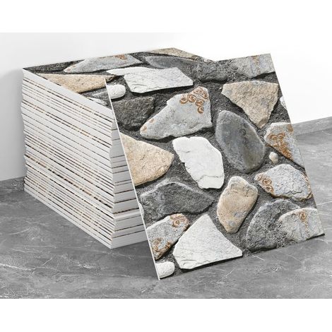 Un ensemble de 10 panneaux de papier peint autocollants à motif marbre (il ne s'agit pas de véritables carreaux, dimensions : 30 x 30 cm) (1/5)
