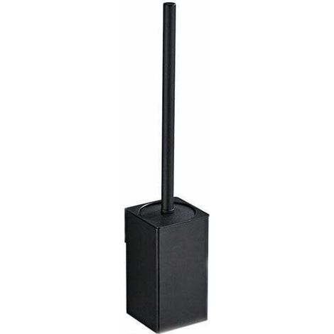 (noir) Porte-brosse de toilette carré mural en acier inoxydable 304 avec 1 têtes de brosse, (1/4)
