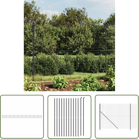 The Living Store Clôture en treillis métallique avec bride anthracite 1,4x25 m - Clôture En Treillis Métalliques - Clôture De Jardin - Clôture Rigide - Clôture Pour Animal - Clôture Anthracite (1/5)