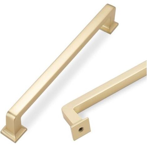 Lot de 6 poignées de placard de cuisine en laiton brossé de 160 mm (6-1/4 po), poignées de placard dorées, quincaillerie pour placards de cuisine, poignées de tiroir (1/5)