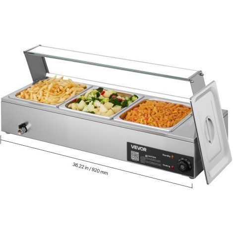 Chauffe-plat Électrique à Vapeur 1500 W Buffet Chauffant en Inox (1/5)