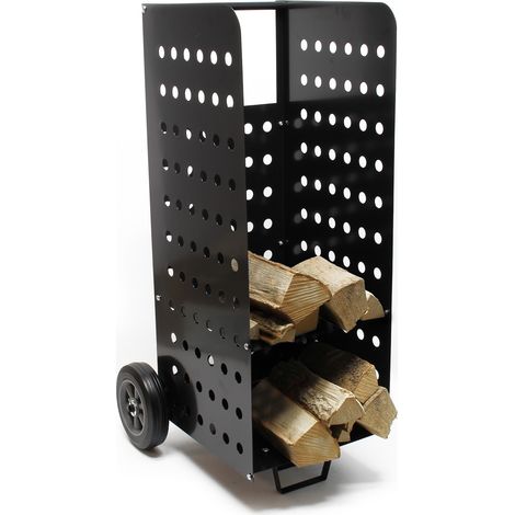 Wiltec Carrello portalegna da camino XL 53x36x106 cm, con ruote in gomma piena, per trasporto legna da ardere (1/5)