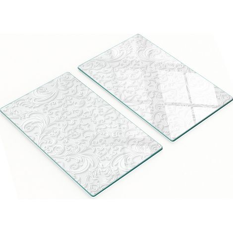 Set di taglieri da cucina in vetro temperato con motivo ornamentale, 2x30x52 cm (1/5)