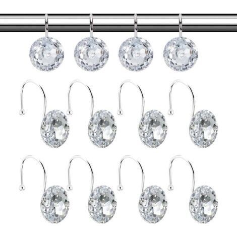 12 Pack Shower Curtain Rings, Stainless Steel Shower Curtain Rings, Decorative Shower Curtain Hooks, Suitable for Most Shower Curtains (1/5)
