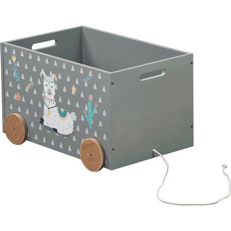 Coffre à jouets avec poignées, sur roulettes, alpaga, Kesper (1/3)