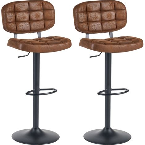 Set mit 2 Barhockern TILTON Kunstwildleder drehbar Braun (1/5)