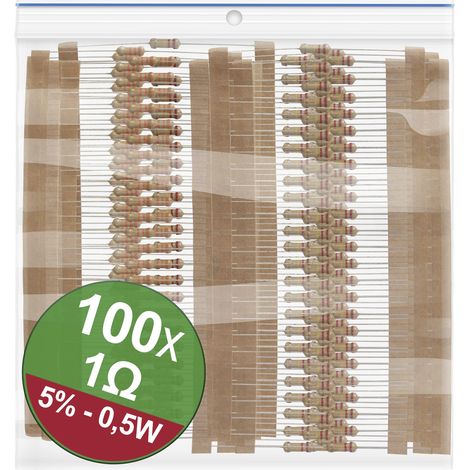Quadrios 22P107 22P107 Kohleschicht-Widerstand Sortiment 1 Ω axial bedrahtet 0.5 W 5 % 1 Set