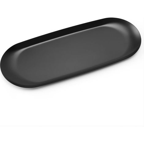 1 Plateau Ovale, Acier Inoxydable, Noir, 23x9,5 Cm, Organisateur Bijoux Clés, Salon Cuisine Bureau (1/5)