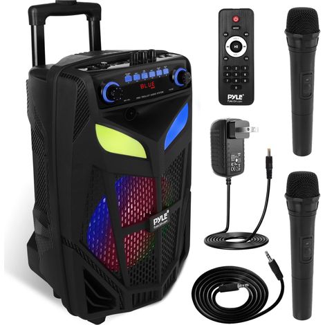 Enceinte PA Bluetooth Portable 1680 W Max - Haut-Parleur Karaoké 15 Pouces avec Micro sans Fil, Batterie Rechargeable, TWS, Lumières DJ LED, Écran LED, Entrée Micro 6,5 mm, FM, AUX, MP3 USB SD (1/5)