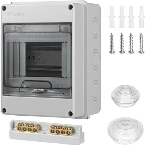Pair Wasserdichter Elektroverteilerkasten, Schutzart IP65, mit einer Reihe von 5 Modulen, Schalttafel, wasserdichter Außenverteilerkasten, für Gärten oder Außenbereiche, Ladestationen