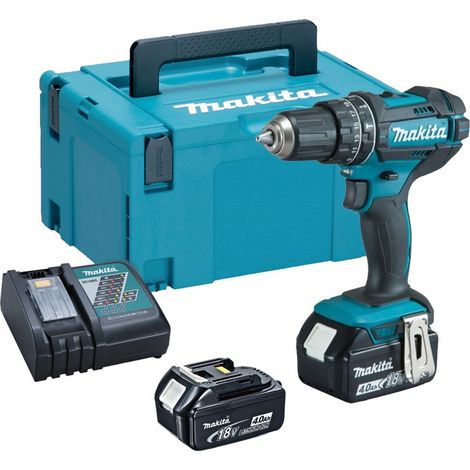 Makita DHP482RMJ 18v LXT Combi Hammer Drill - 2 x 4.0ah Batteries + Charger