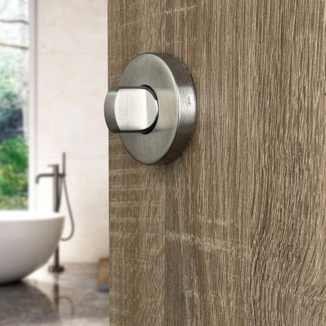 Ouvre&Déco – 2 rosaces de poignée de porte rondes Linéa verrou condamnation, Inox 304 mat