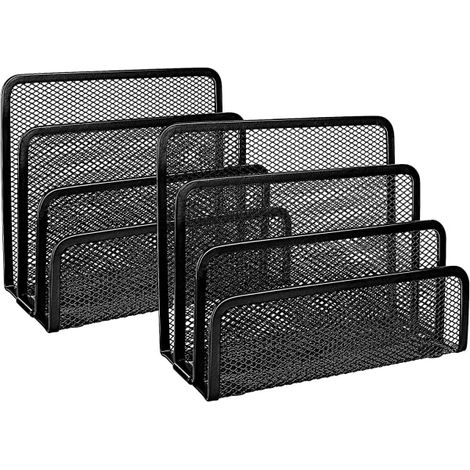 Support de courrier de bureau, 3 compartiments métalliques verticaux, lot de 2 (1/4)