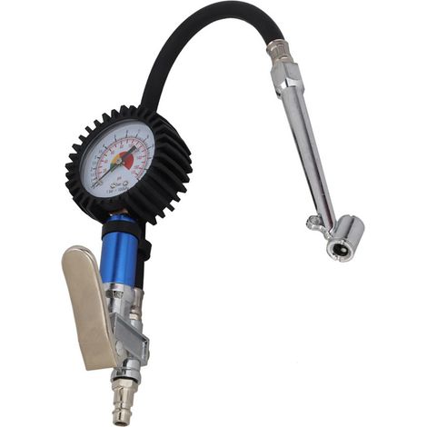 Gonfleur pneumatique autoserrant 12 bar avec jauge pression et raccord rapide alliage cadran 55 mm 2 pièces pour tous véhicules (1/5)