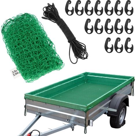 Filet de Remorque 2.5x3.5M, Filet de Remorque avec 15 Crochets et Corde en Caoutchouc, Filet de Protection (1/5)