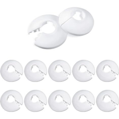 Lot de 12 cache-tuyaux en plastique pour radiateur - Blanc - Pour tuyau de 15 mm de diamètre (1/5)
