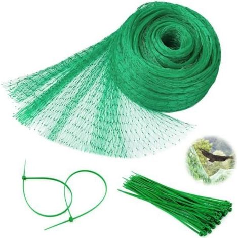 Bird Protection Net 4 x 15 m, Anti-Pigeon Net with 50 Cable Ties, Green Garden Net, Tree Protection Net