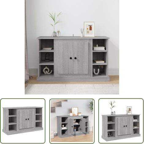 The Living Store Buffet Sonoma gris 100x35,5x60 cm Bois d'ingénierie - Buffet - Meuble De Rangement - Armoire - Commode - Salon (1/5)