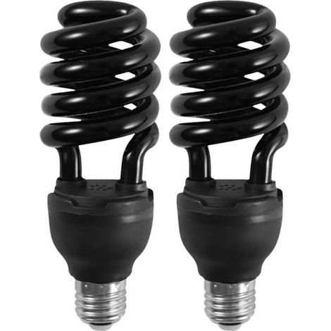 Ampoule fluocompacte noire / Lampe spirale noire / Piège à insectes / 20 watts / 110 volts / 365 nm / Culot E27 / Lot de 2 ampoules (2 packs) 20 W (1/5)