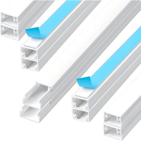 Goulotte de câble autocollante - Blanc - 4 m - Pour gestion des câbles - Pour cacher les câbles d'alimentation, les câbles Ethernet et audio - 10 x 0,4 m - 15 x 10 mm (1/5)