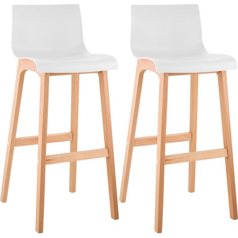 Set di 2 sgabelli da bar Hover in plastica con gambe a quattro piedi Natura bianco