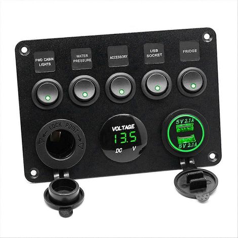 Bootsbedienfeld, Autobedienfeld, rotes wasserdichtes Digitalvoltmeter (1/5)