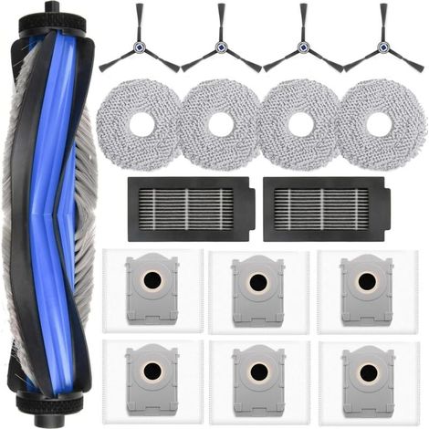 Zubehörset für Ecovacs Deebot T50 Pro Omni/ T50 Omni Saugroboter, 1 Hauptbürste, 6 Staubbeutel, 4 Reinigungstücher, 2 Filter, 4 Seitenbürsten (1/4)