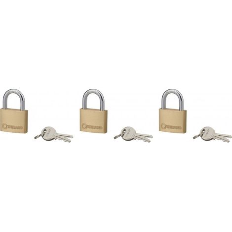 Lot de 3 cadenas Type1+, 35mm, anse acier, 2 clés/cadenas, s'entrouvrant avec la même clé - (1/4)